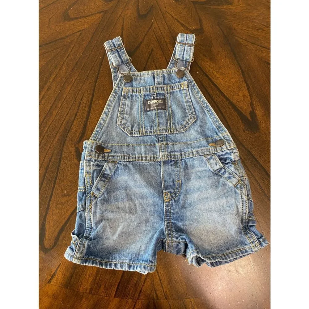 OshKosh B'gosh Light Blue Denim Short Overalls